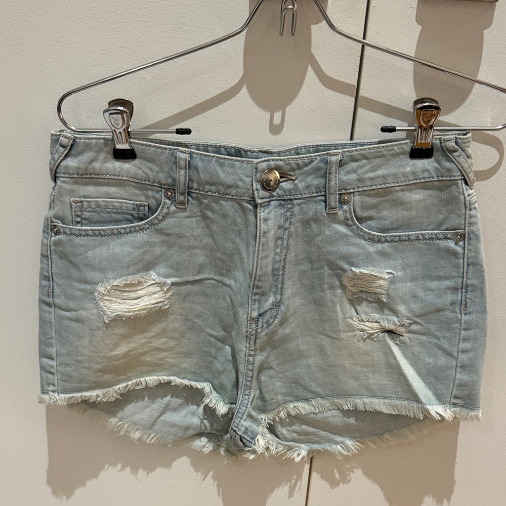 BCBGeneration Light Blue Distressed Denim Shorts